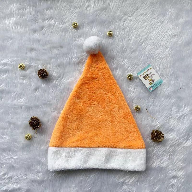 Seven-Color Plush Santa Hat Christmas Decor: Red, Blue, Purple, Coffee, Yellow, Pink, Green