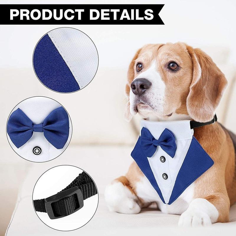 1 Stück Verstellbares Hunde-Tuxedo-Bandana-Halsband mit Fliege Schal Schwarz Haustier Hochzeit Formelles Kostüm für Welpen