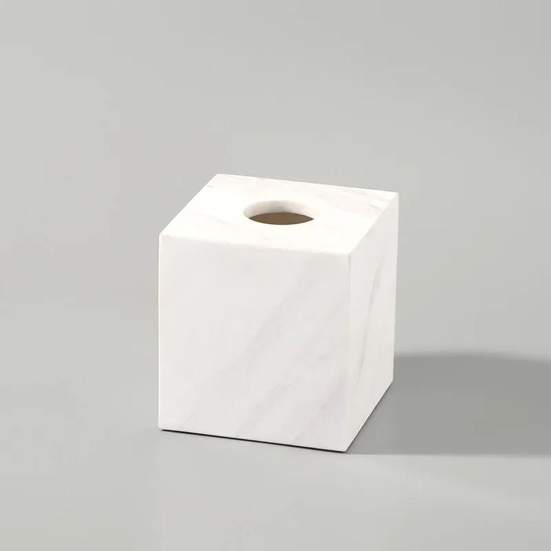 Nordic Natural Marble Tissue Box Square Rectangle Creative Black White Paper Drawer Paper Box Home Hotel Model Room Ornaments