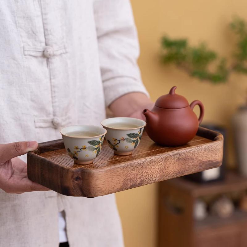 Walnut Wood Bamboo Surface Dry Tea Tray Solid Wood High-End Dry Table Home Office Tea Table Small Tea Tray