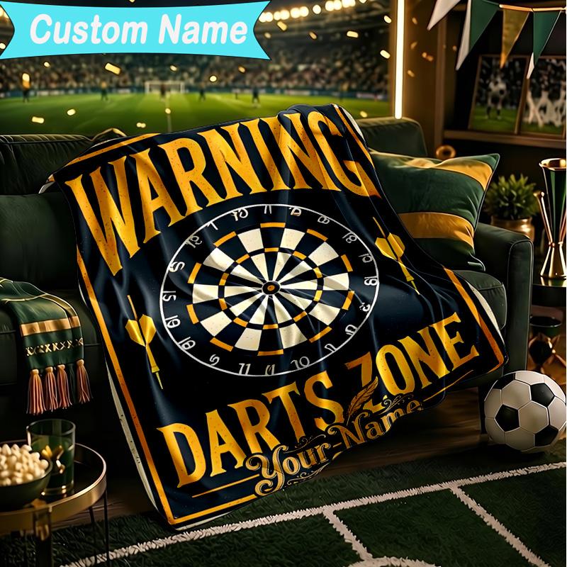 1PC Custom Name Blanket Throw darts Printed Flannel blankets Patterns Throw Blanket All-Season Soft Gift for Couch, Bed, Camping, Birthday gifts