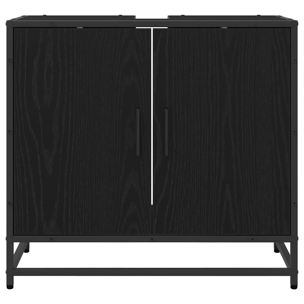 Washbasin Cabinet with Door Black Oak Effect 65 x 33 x 60 cm