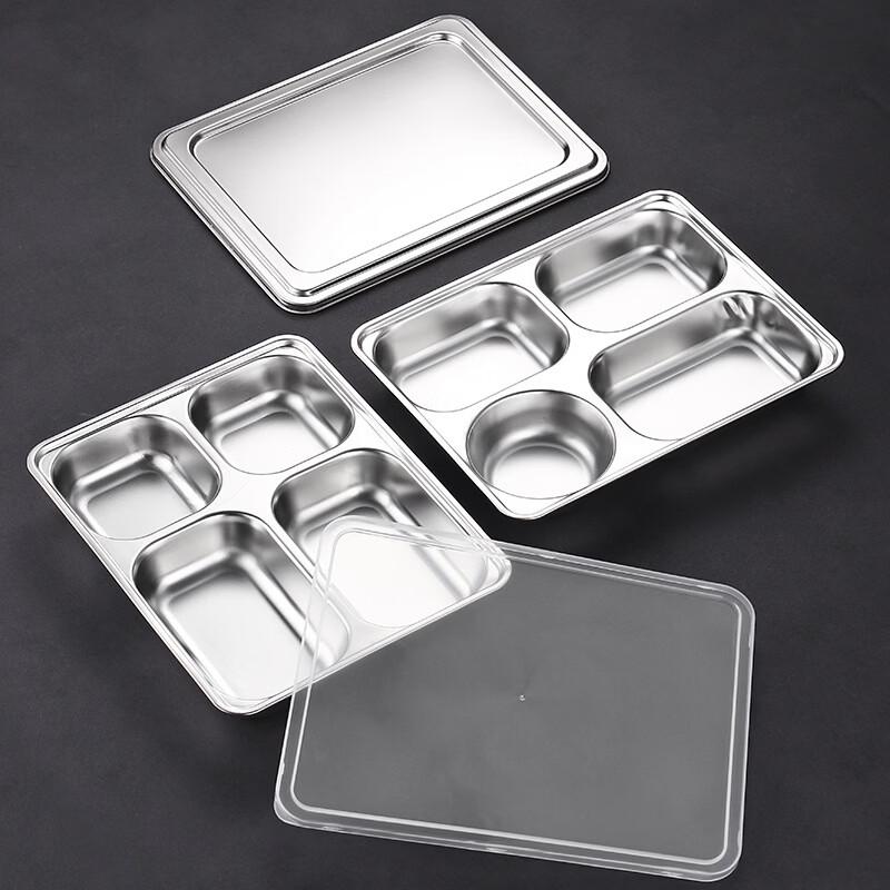 JINWANFU 304 Stainless Steel 4-Compartment Lunch Tray
