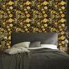 Golden Hibiscus Wallpaper Ochre, Gold and Yellow for Living Room and Bedroom 50x1000
