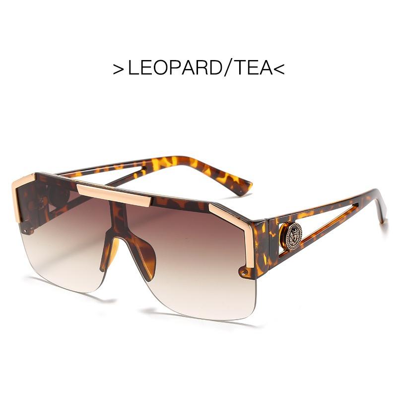 

1PC plastic new lion head one-piece sunglasses ergonomic design trendy large frame female personality hollow leg glasses