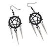 Black Five Pointed Star Drop Earrings With Electroplated Finish For Unisex Daily Wear