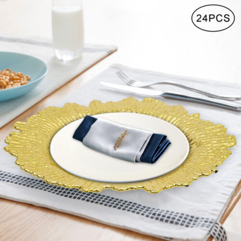 

Bymaocar 24pcs 13inch Chargers Plate Round Gold Salad Reef Plate Luxurious Decor for Wedding Dinner Easy to Clean & Lightweight 13 inches золотий