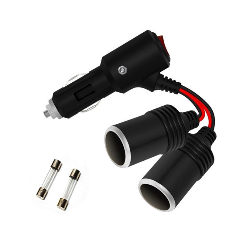 12V 24V 15A Car Lighter Socket Splitter Extension Power Cable With Safety Switches LED Indicators 15A Fuse Protections