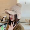 Solid Color Knitted Baseball Cap Windproof Pompom Plush Beanie Warm Earmuffs Cap  Winter