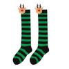 Kids' Christmas Socks Reindeer Plush Striped Knee-High Stockings Over Knee Socks Festive Holiday Wear for Boys Girls