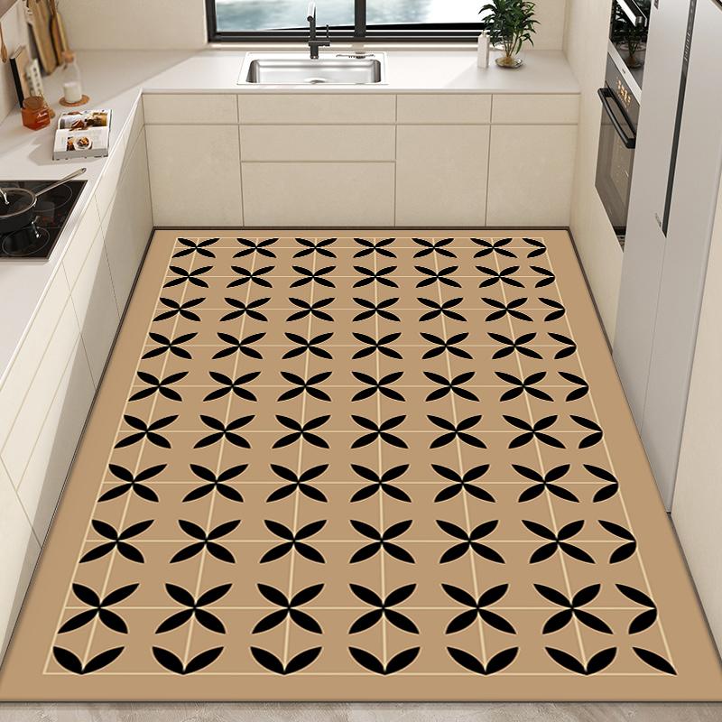 PVC Wipeable Balcony Mat Non-slip Oil-proof Kitchen Rug Refreshing Carpets for Living Room Anti-dirty Leather Rugs for Bedroom