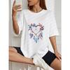 White T-Shirt With Dreamcatcher Heart Floral Print For Casual Wear