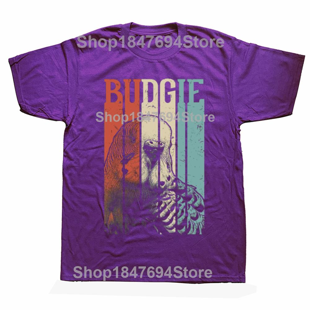 

Funny Retro Vintage Budgie Classic Graphic T-shirts Men Women s Fashion Casual Tshirt 100% Cotton Loose Oversized Bird T Shirt XL