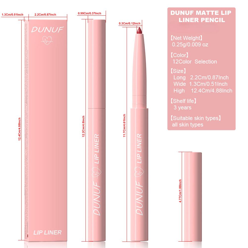 Lipliner in 12 Farben – Langanhaltender und wischfester Lippenstift, geschmeidige und cremige Textur, hochpigmentiert für präzise Lippenkonturierung,