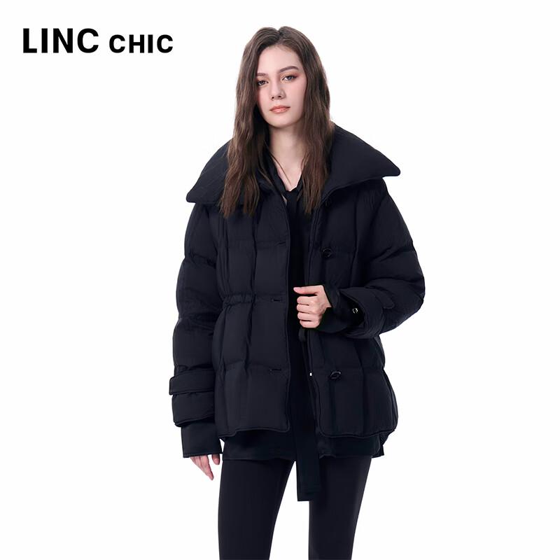 Jinyujie Women's Short Loose Fit Down Jacket with Large Lapel