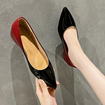 Fashion Autumn New Flat Shoes Women's Fashion Pointy Light Mouth Matching Color Soft Sole Anti-slip Wear-resistant Low-top Shoes