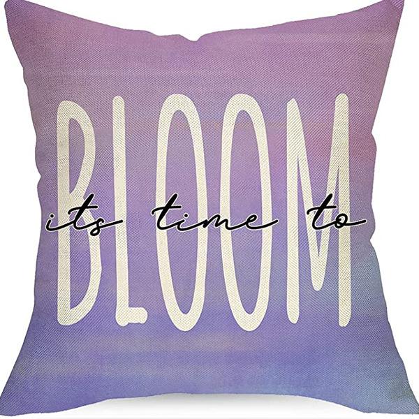 Plant and Flower Linen Pillowcase Purple Lavender Printed Pillow Cushion Cover Home Sofa