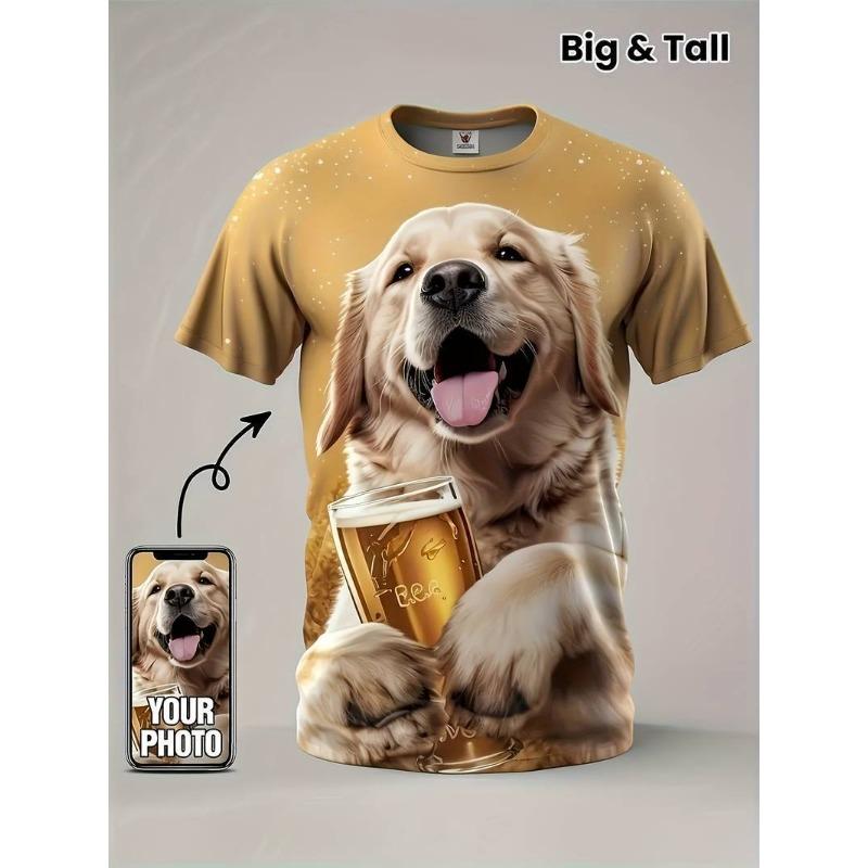 

Летний топ с круглым вырезом и принтом 3D-собаки, модные повседневные футболки с короткими рукавами для мужчин 6XL