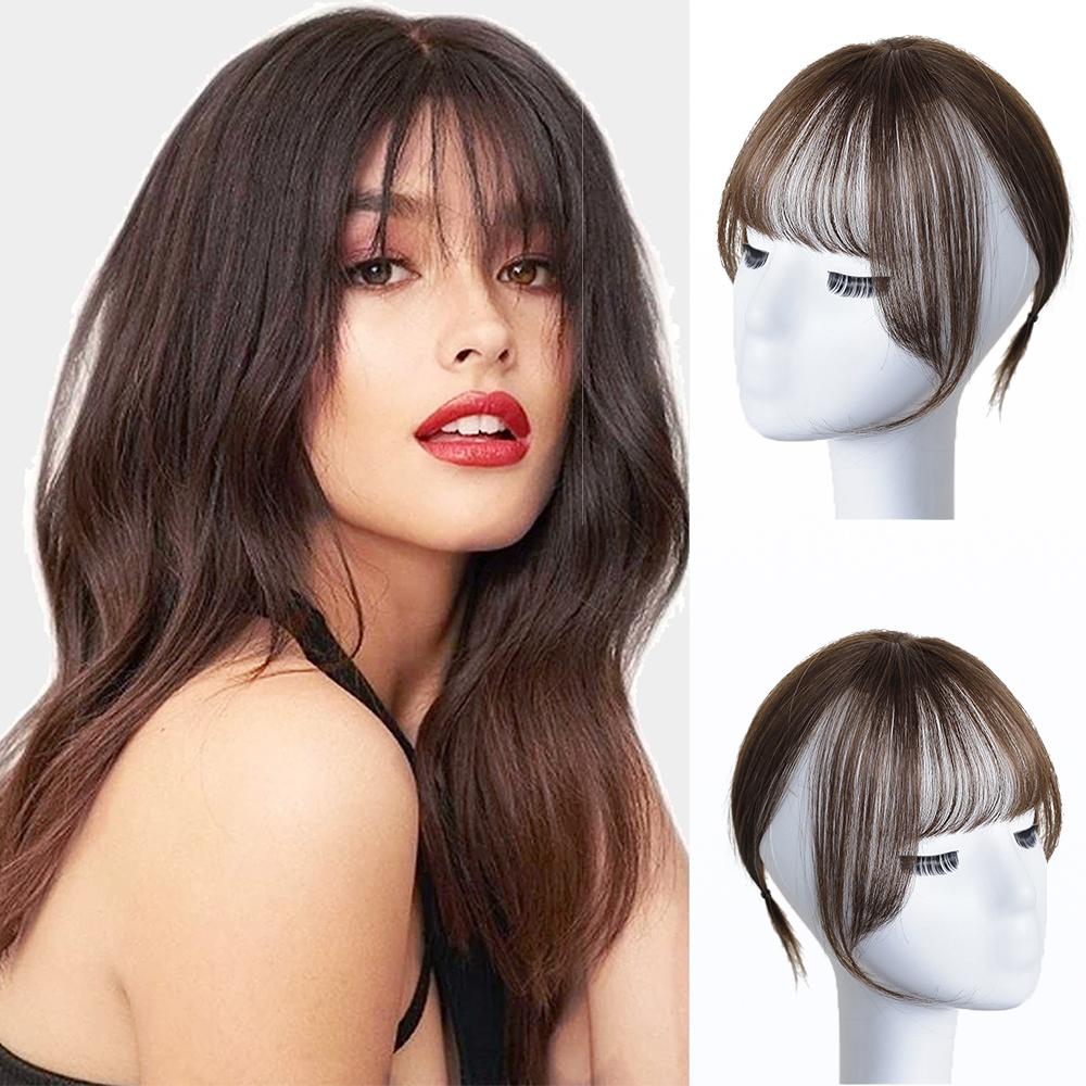 3D Air Bangs Wig Female Seamless High Temperature Hairpiece Head Top Replacement Cover White Hair Fake Bangs
