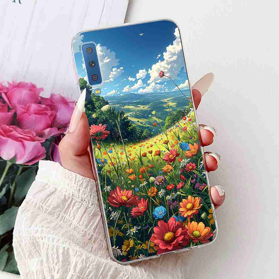 For Samsung Galaxy A7 2018 Case SM-A750F Fashion Colorful Butterfly Soft Silicone Cover For Samsung a7 A7 2018 6.0" Cases Bumper