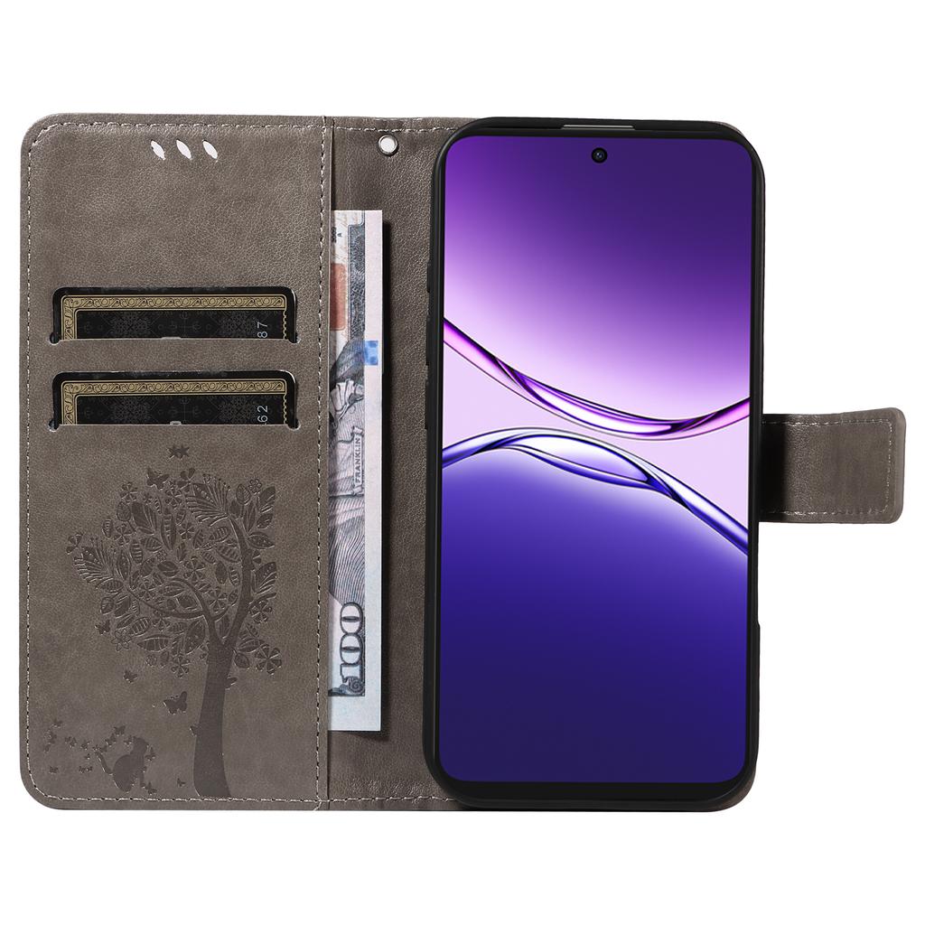 For Oppo A5 Energy 5G (China)/Oppo A5 Pro 4G (Global) Phone Case with Stand Cat Tree Pattern Leather Wallet Mobile Cover