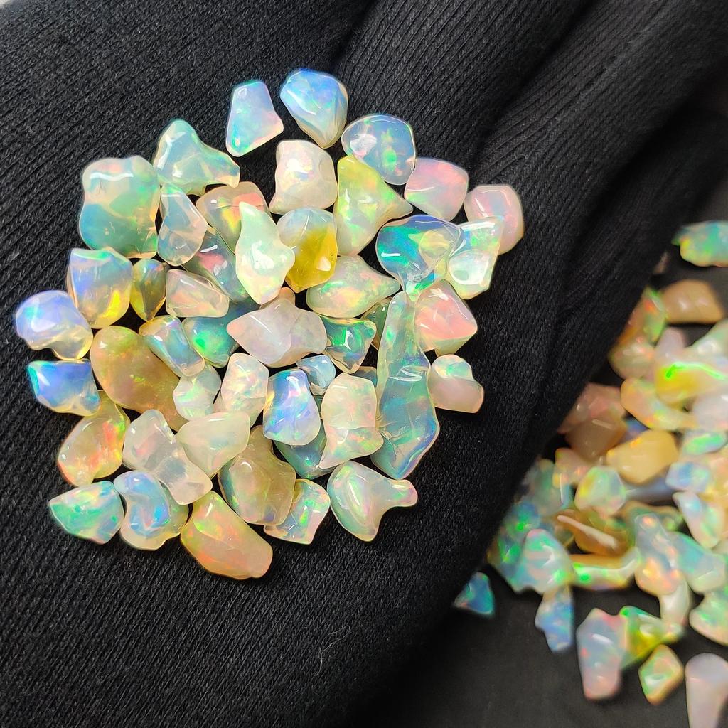 Polished White Uncut Opal Stone, Multi fire Opal, 7-15 MM Size Rough. Opal Rough Lot.