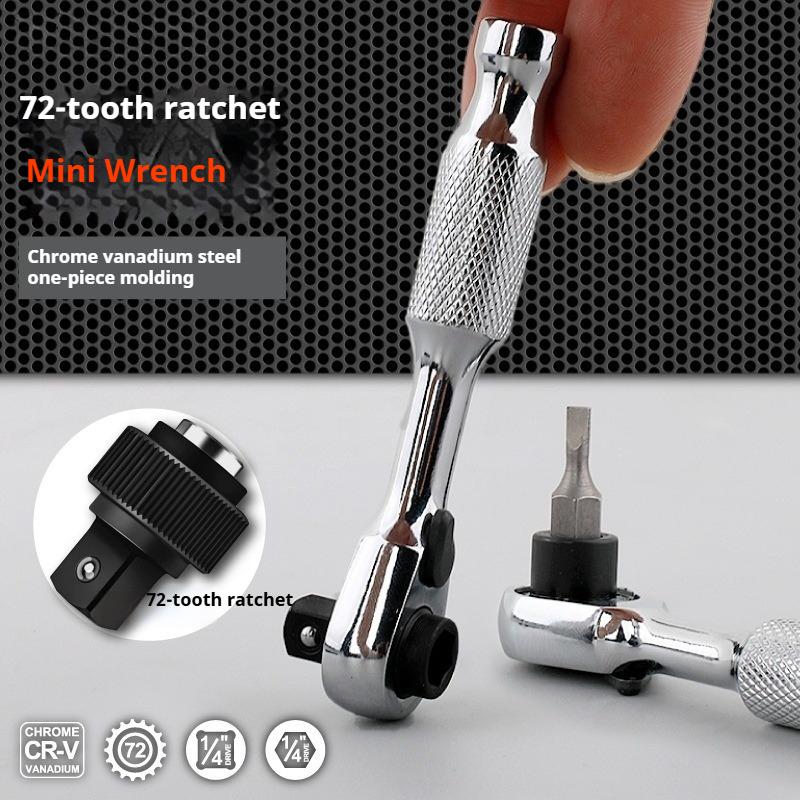 Mini Ratchet Wrench Quick-Change Reversible Screwdriver Bit Handle Multi-Functional Double-Ended Ratchet Wrench