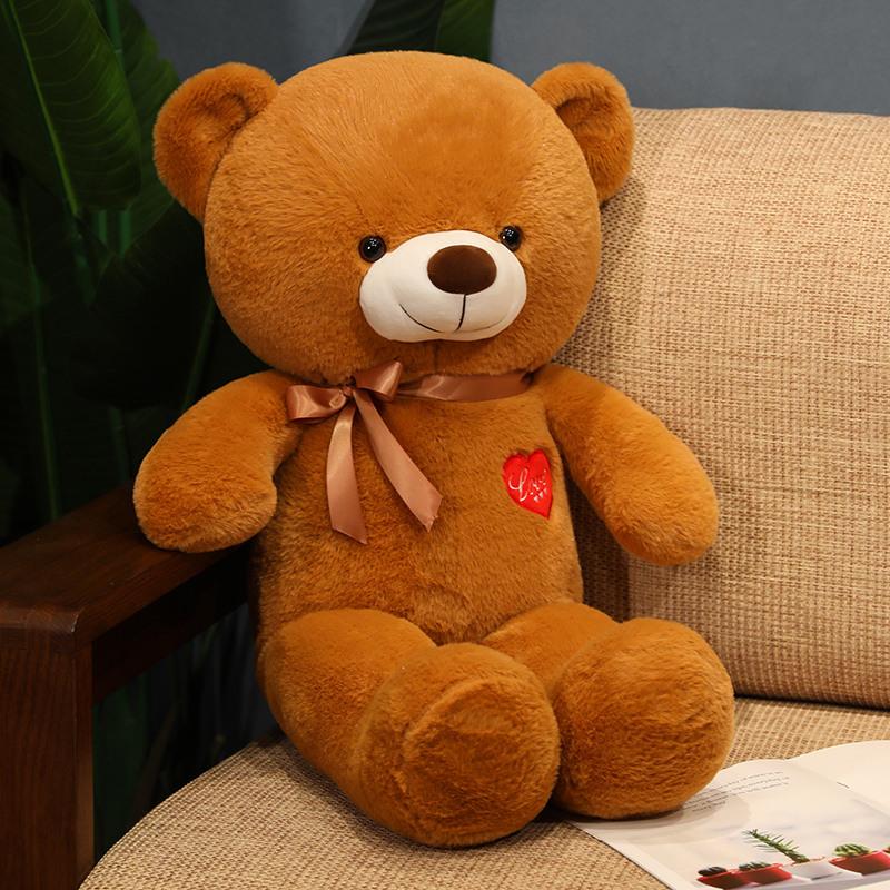Adorable Bow Love Heart Teddy Bear Plush Toy Cute Soft Stuffed Animals Bears Doll Girls Hug Pillow for Lovers Valentine Gifts