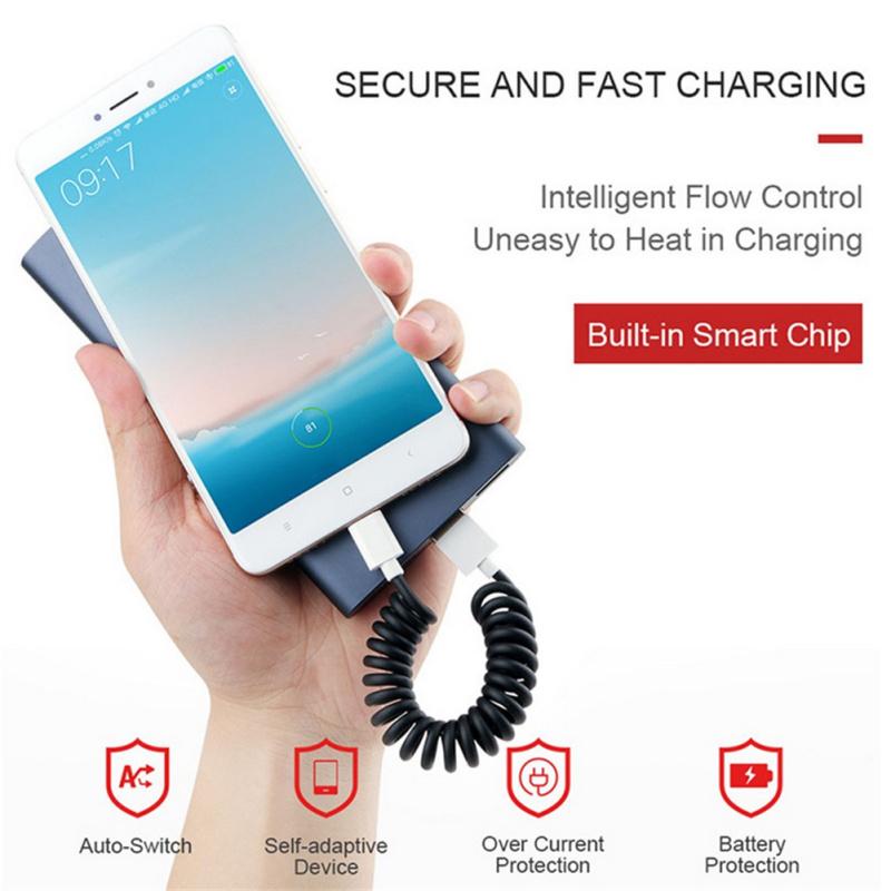 Portable Telescopic Spring Data Cable With Storage Box 3-in-1 Charging And Data Transfer Usb