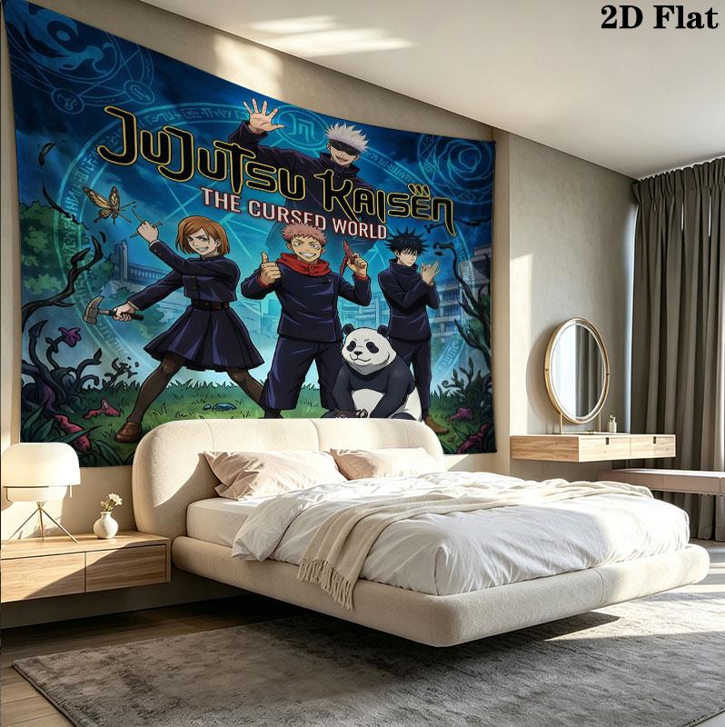 Jujutsu Kaisen Wandteppich Ästhetisches Wandbehang Gedruckter Stoffdecke Dekorative Wandteppiche Für Schlafzimmer Wohnzimmer Heimdekoration