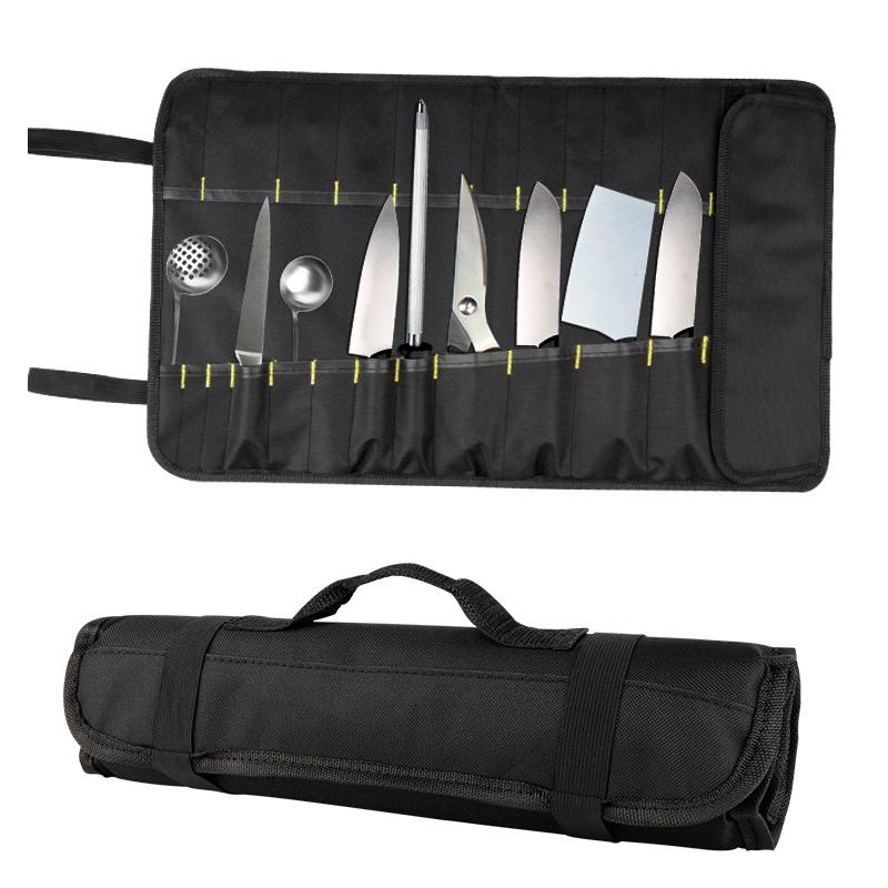 Chef Knife Bag Roll Bag Carry Case Bag Canvas Kitchen Knife Storage Bag Cooking Portable Durable Organizer Storage Pockets