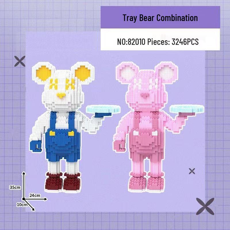 Girls' Compatible Lego: Violent Bear Building Block Series - Educational Micro-Block Interlocking Toys & Gifts