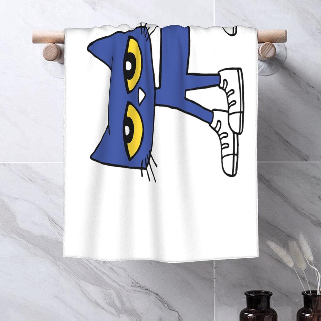 Pete the Cat Adoro le Mie Scarpe Bianche Asciugamano Viso Morbido Asciugatura Rapida Piscina Bagno Asciugamani in Cotone Traspiranti