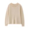 Women's 100% Mercerized Pure Wool Round Neck Pullover Sweater - Handmade Crochet Slimming Knitwear