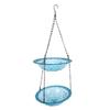 Hängender Vogelhäuschen und Vogelbad Doppellagige Futter-/Wasserschale für Außenbereich Garten Hof Blau