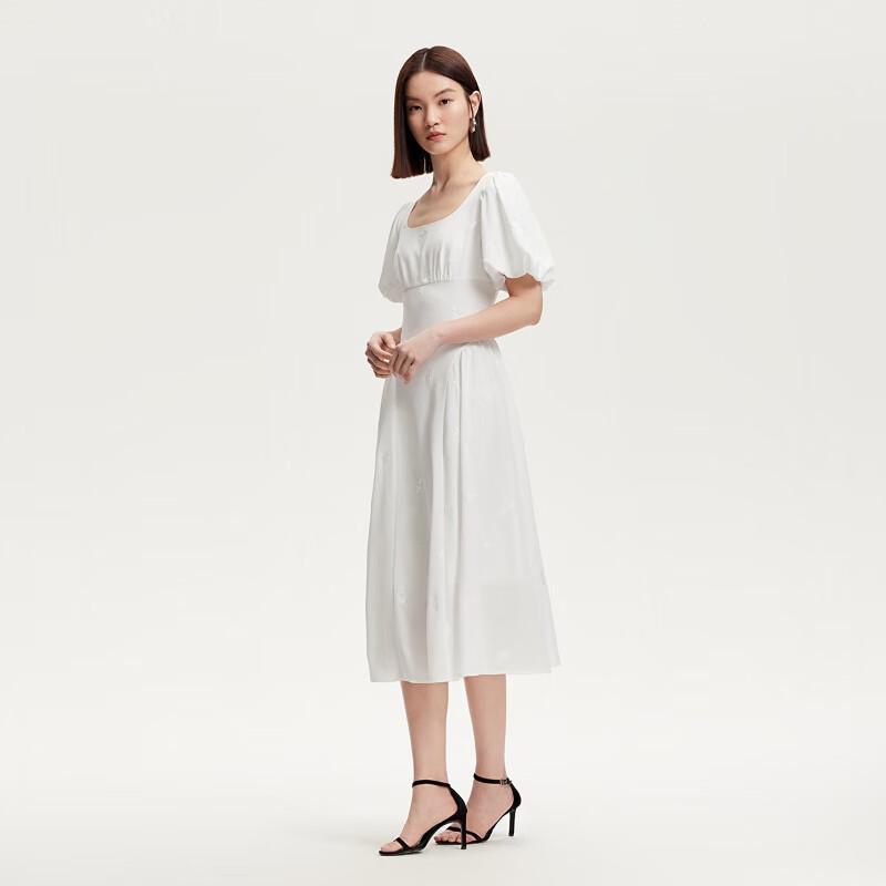 Veromoda 2025 Summer Embroidered Puff Sleeve A-Line Dress