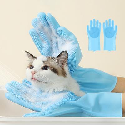 Multifunction Pet Bathing Gloves Silicone Anti-slip Dishwashing Cleaning Glove Suitable For Household Sponge Brush Cleaning Tool