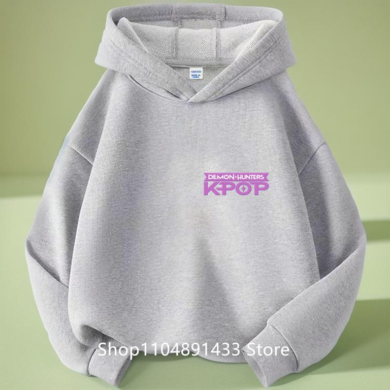 Kpop Dämonenjäger Kinder Logo Merch Hoodies Mädchen Jungen Sportliches Sweatshirt Langarm Lässiger Pullover ohne Kordelzug Hoodie
