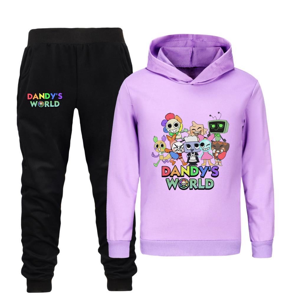 5407 Multi-color Kids Boys Girls Dandy World Printed Hoodies Trousers Clothes Set