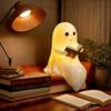 Ghost Reading Lantern Lighted Ghost Figurine Halloween Resin Figurine Tabletop Centerpiece For Bedroom Study Bookshelf Kid's