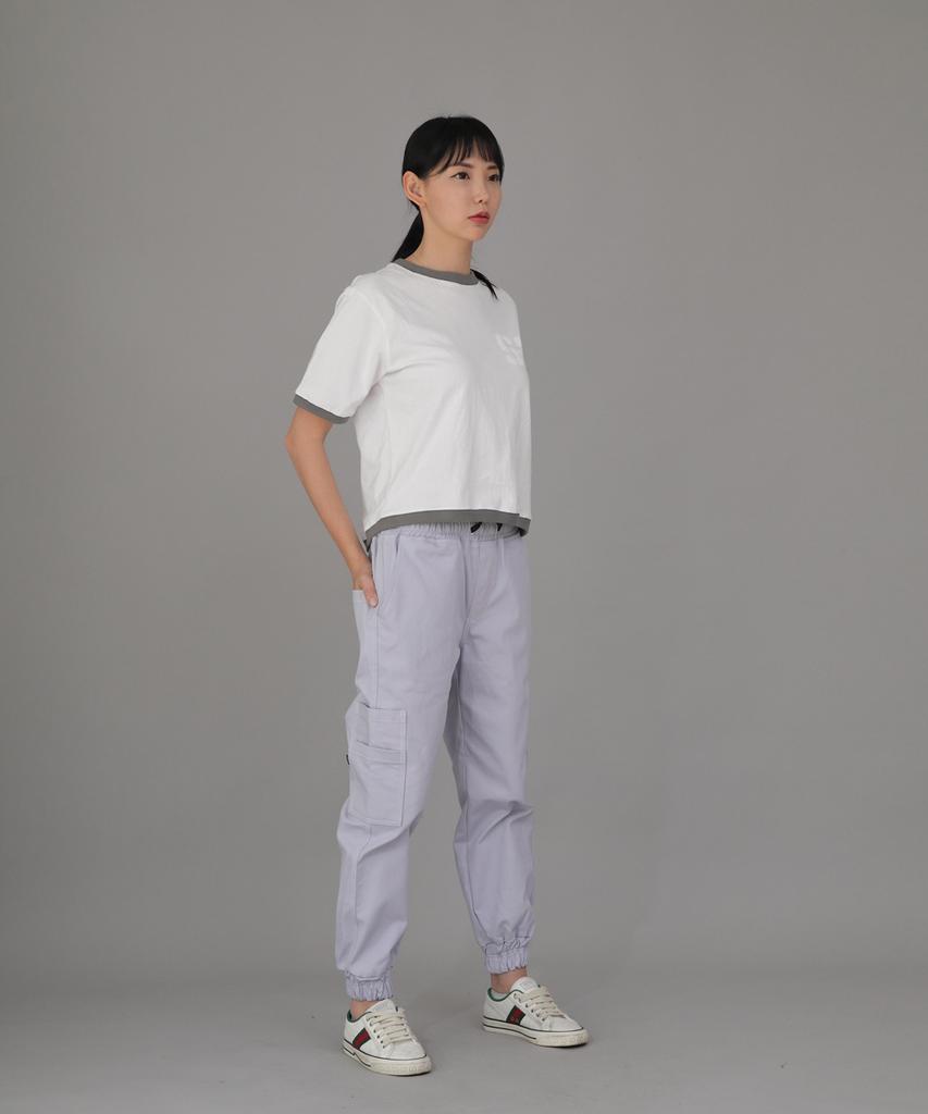 Seinteukeulu Bold Ankle Band Cargo Jogger Pants Bac-328 Light Purple