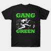 Men Black Print T-shirt The Gang Green Retro No-Cut Transfer Paper Print Cotton Tshirt