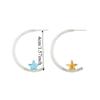 1 pair Hypoallergenic Nickel-Free Celestial Open Hoops Shiny Zircon Studs  Birthday Gift for Her