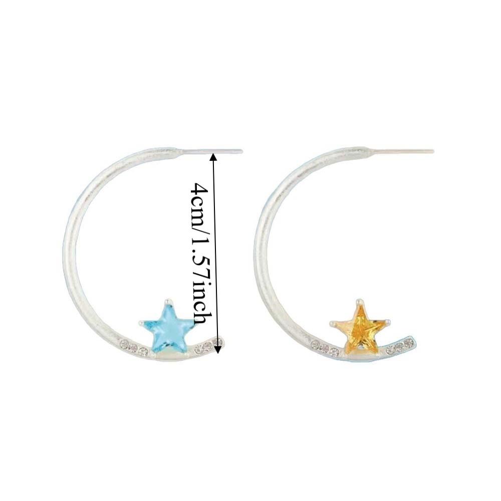 1 pair Hypoallergenic Nickel-Free Celestial Open Hoops Shiny Zircon Studs Birthday Gift for Her