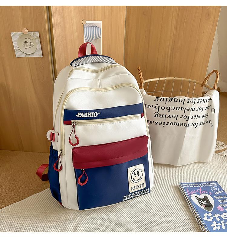 School Bag Korean Version Ins Wind Smiley Face Backpack Campus Junior and High School Students Versatile School Bag Casual Simple Large-capacity
