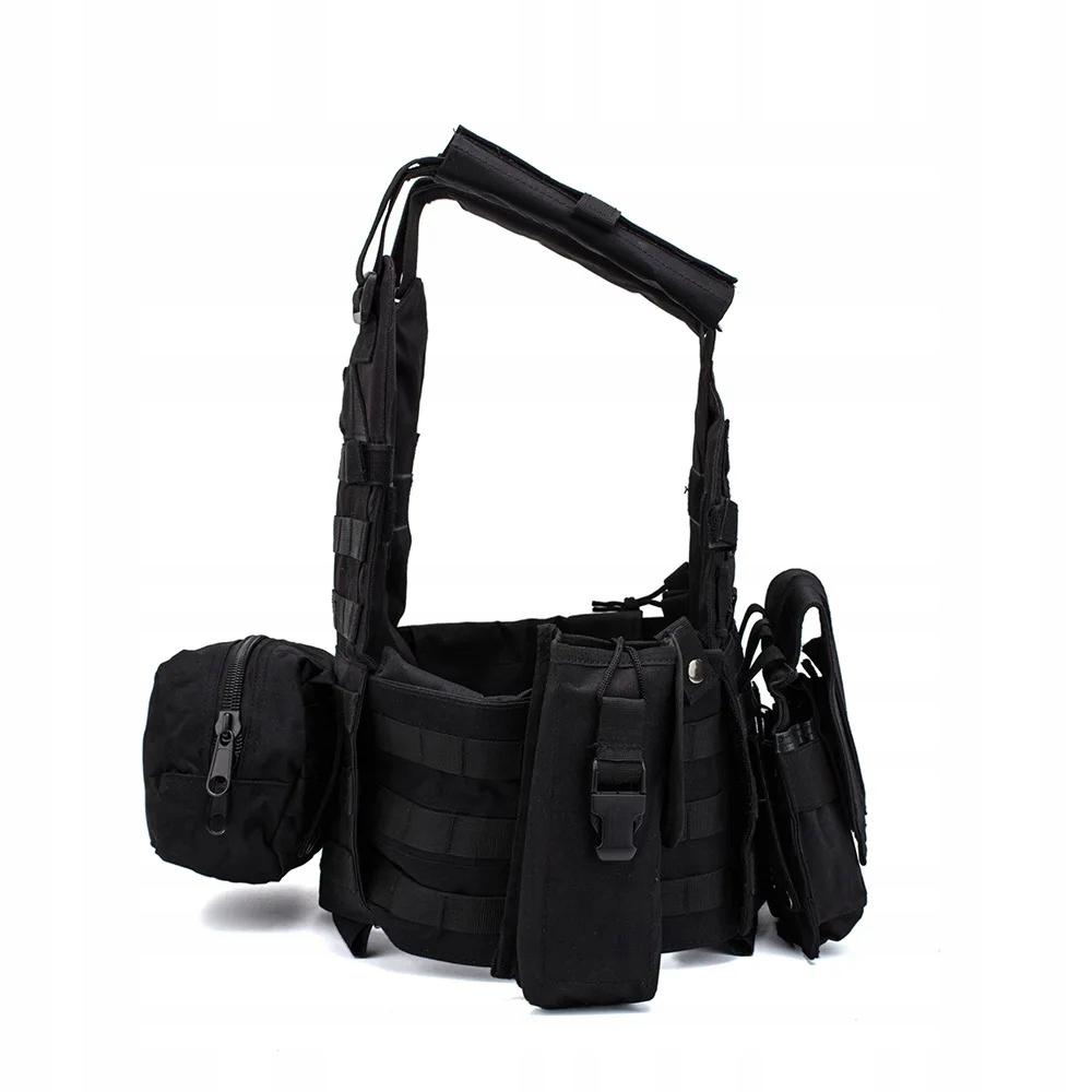 Military Tactical Vest 600D Molle Bags Pouches Black Camo