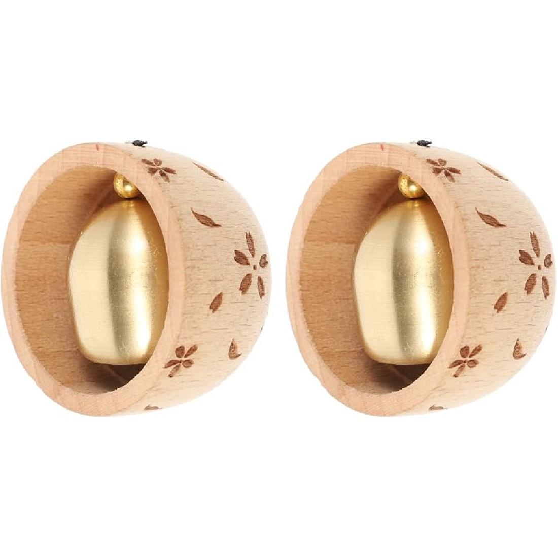 2pcs Japanese Wind Chime Doorbell Bell,Magnetic Doorbell Chime,Shopkeepers Bell,Wood Japanese Wind Chime Bell for Outdoor,Indoor Home Decors 6x6cmx2pcs