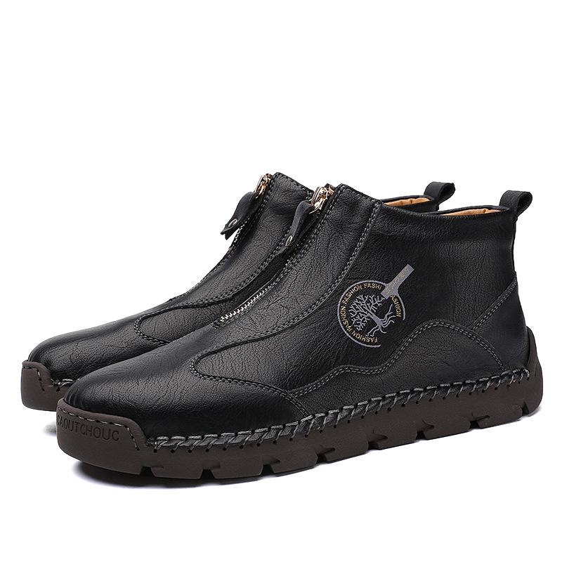 Autumn and Winter 2025 New Large Size Men's High-top Cotton Outdoor Martin Boots Genuine Leather Korean Version Handmade Warm Shoes