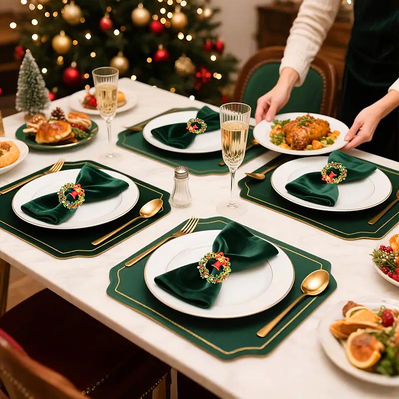 1PC Christmas Aesthetic Napkin Ring Cartoon Alloy Ritual Sense Metal Multi-element Napkin Clasp Creativity Table Setting