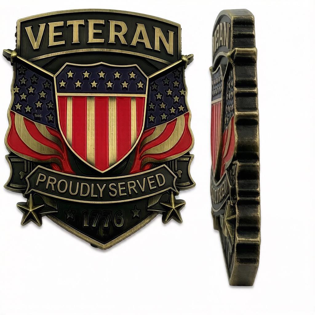 3D US Veteran 1776 Commemorative Badge Metal Car Sticker